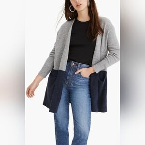 Madewell Ryder Color Block Cardigan Wool Alpaca Grey Blue Size Medium